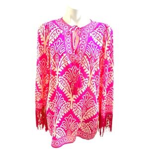 Flying Tomato Pink and Cream Patterned Tunic